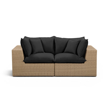 Cali Performance Fabric & Wicker Outdoor Loveseat - REN-O12242