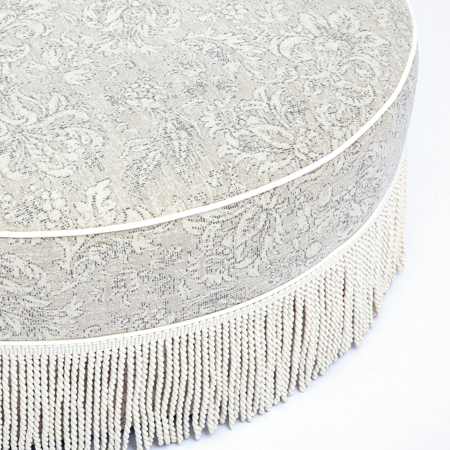 Tassy Tasseled Round Ottoman - TOV-OC69536