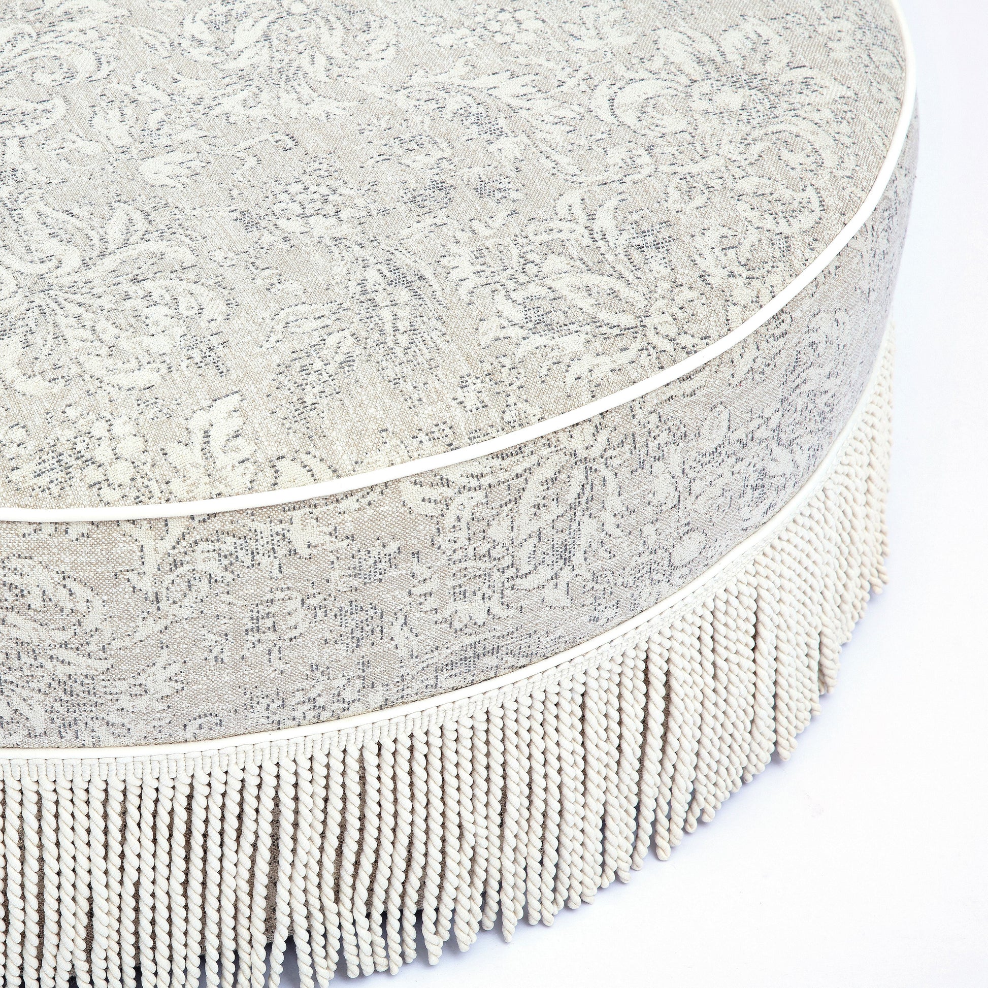 Tassy Tasseled Round Ottoman - TOV-OC69536