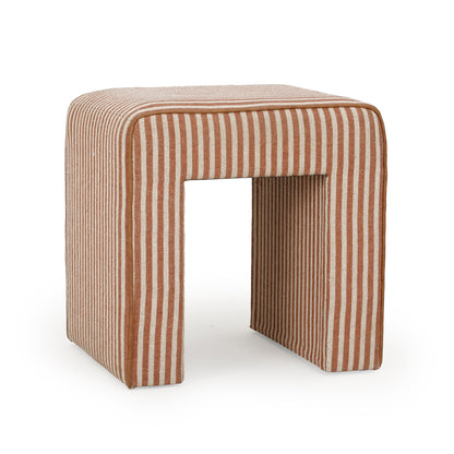 Byron Square Cotton Jute Ottoman - Terracotta