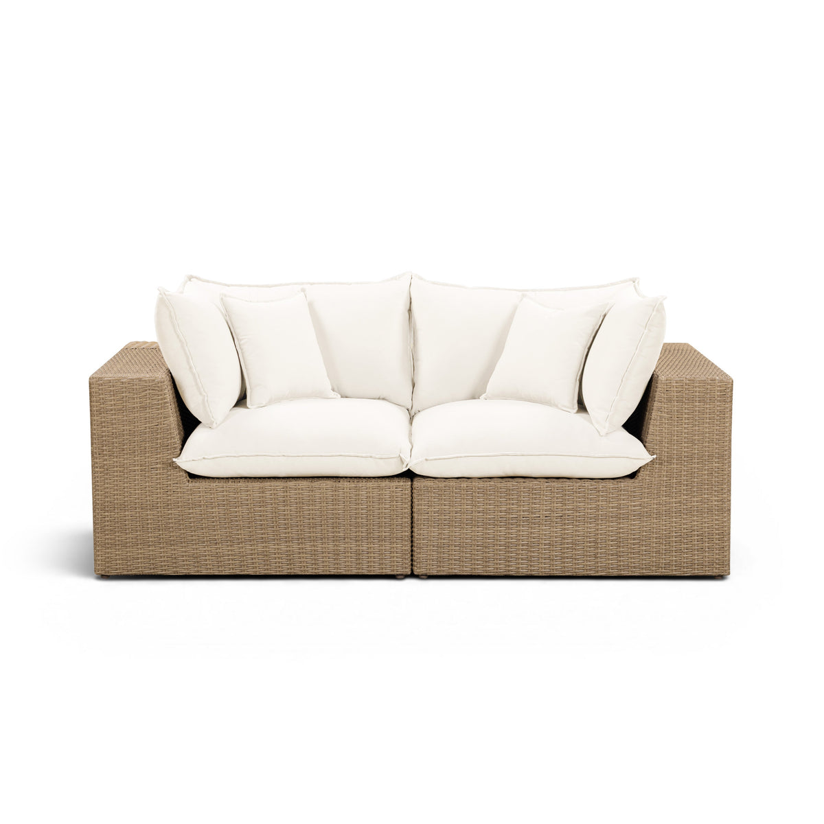 Cali Performance Fabric & Wicker Outdoor Loveseat - REN-O12162