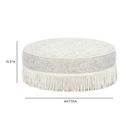 Tassy Tasseled Round Ottoman - TOV-OC69536