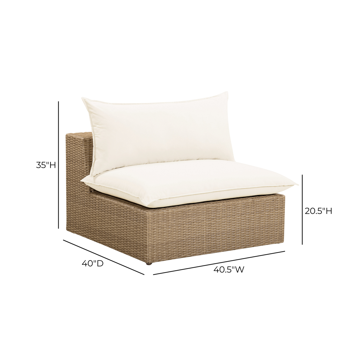 Cali Performance Fabric & Wicker Outdoor Armless Chair - REN-O12163-AC