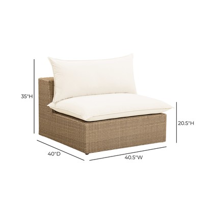 Cali Performance Fabric & Wicker Outdoor Armless Chair - REN-O12163-AC