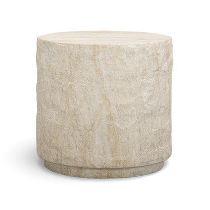Roxanne Faux Travertine Indoor/Outdoor Concrete Side Table - TOV-OC54939