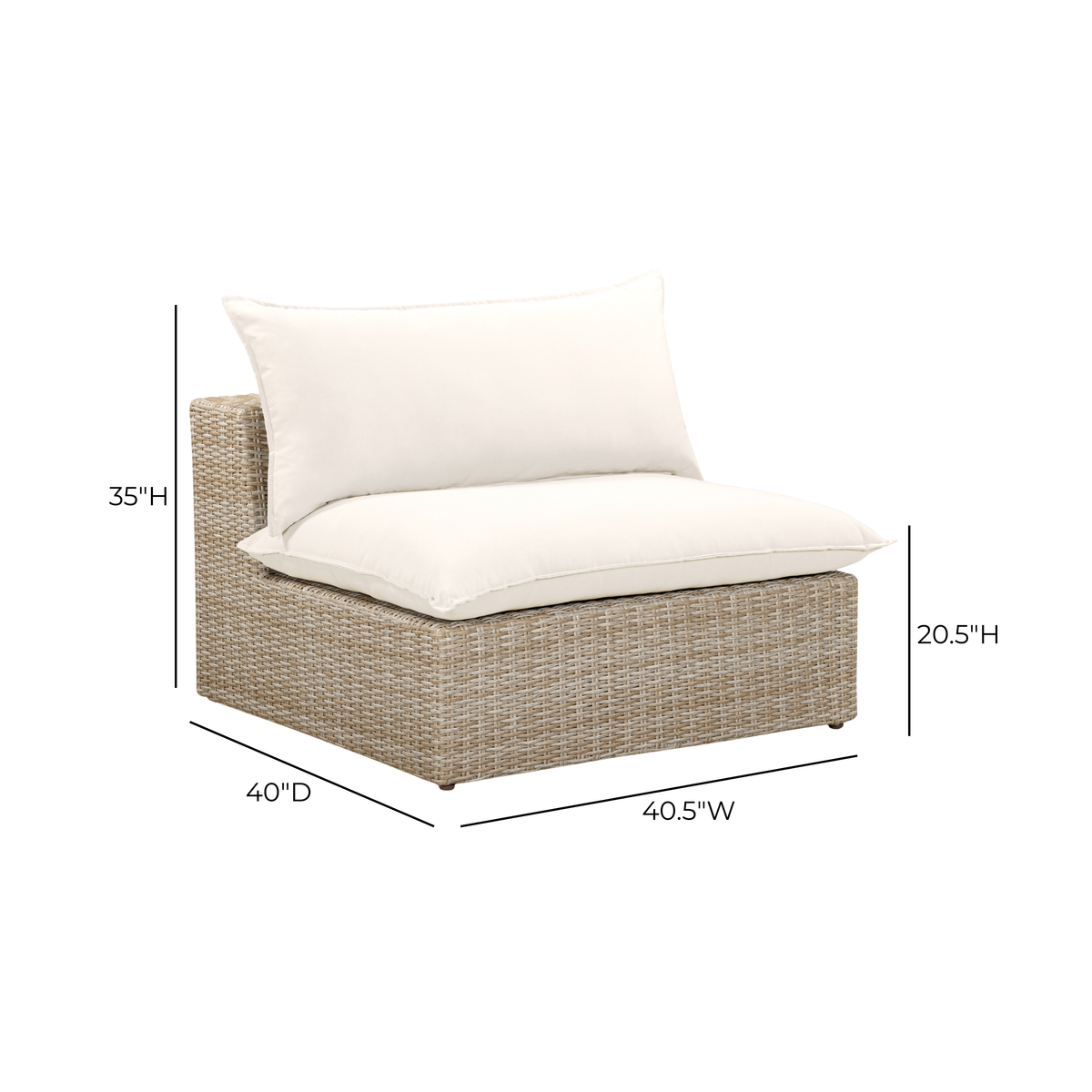 Cali Performance Fabric & Wicker Outdoor Armless Chair - REN-O11163-Armless Chair