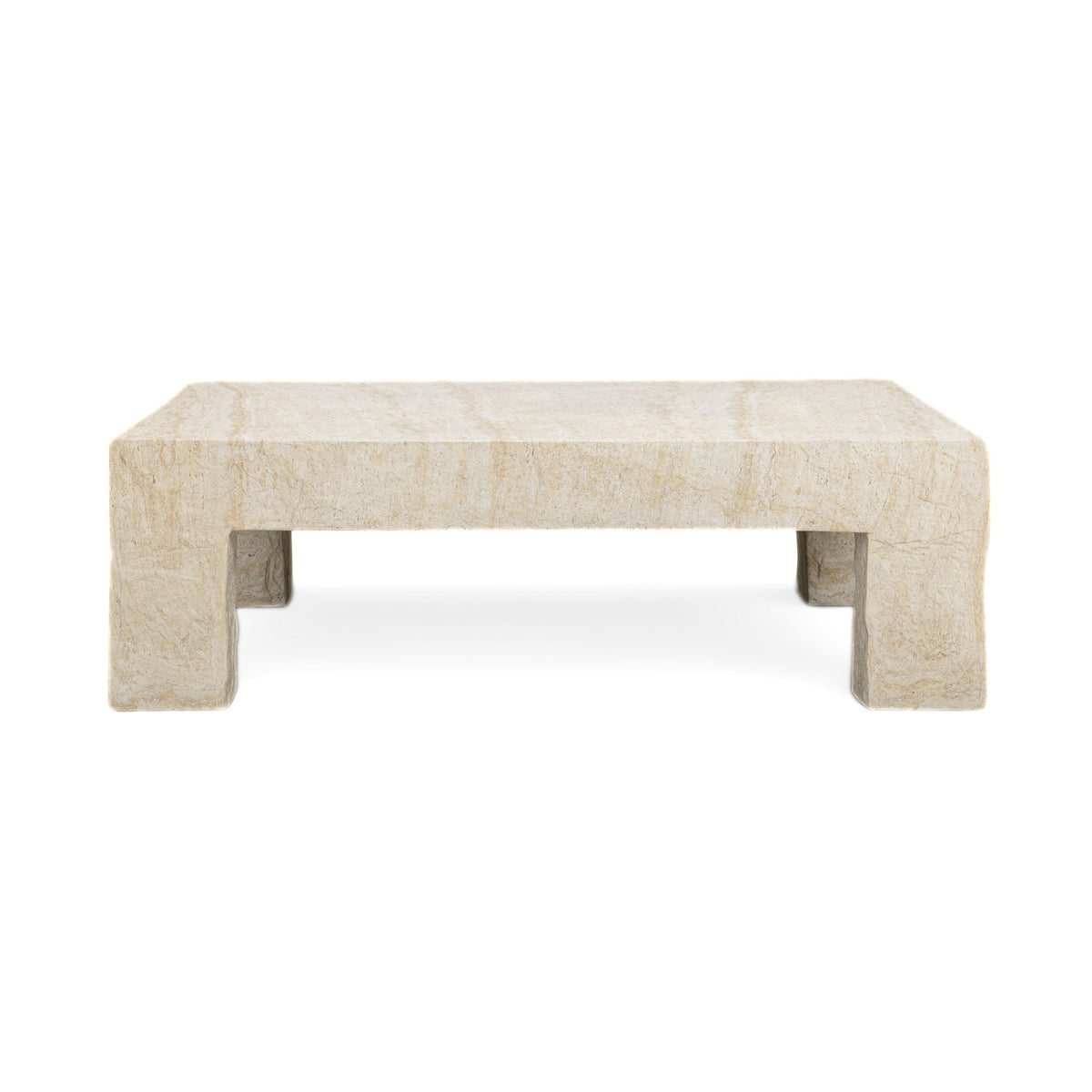 Roxanne Faux Travertine Indoor/Outdoor Concrete Coffee Table - TOV-OC54938