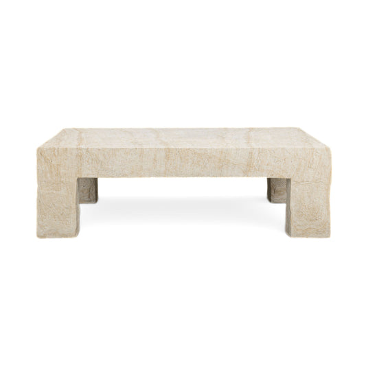 Roxanne Faux Travertine Indoor/Outdoor Concrete Coffee Table - TOV-OC54938
