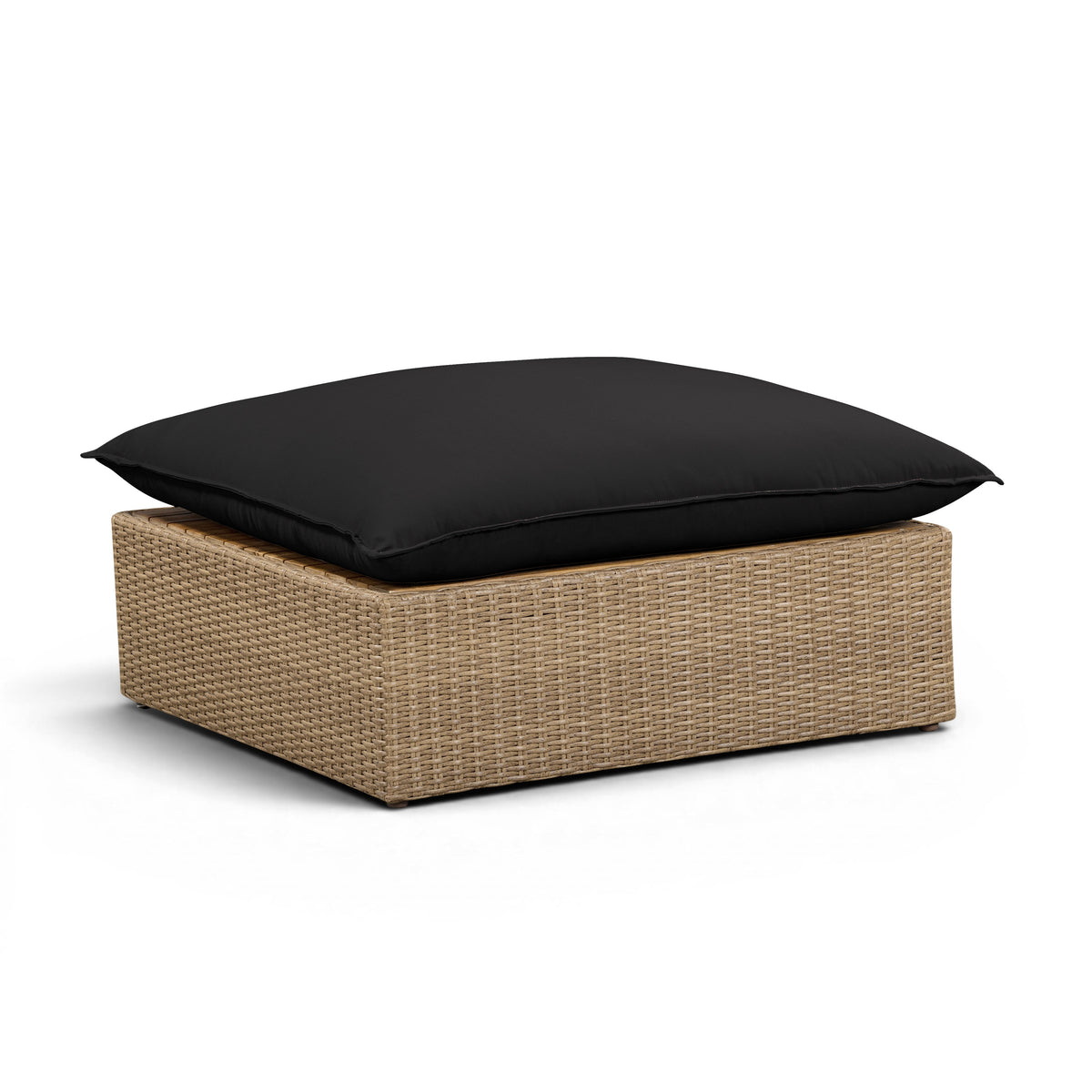 Cali Performance Fabric & Wicker Outdoor Ottoman - REN-O12244