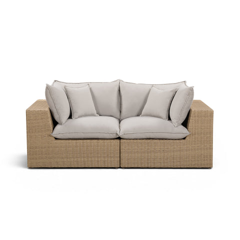 Cali Performance Fabric & Wicker Outdoor Loveseat - REN-O12232