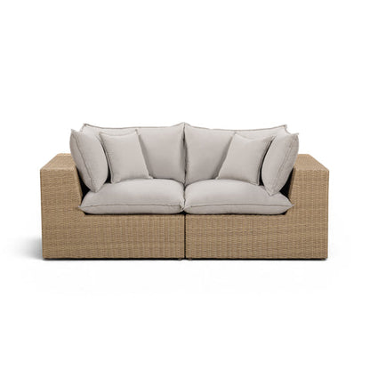 Cali Performance Fabric & Wicker Outdoor Loveseat - REN-O12232