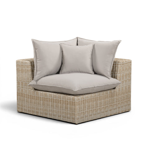 Cali Performance Fabric & Wicker Outdoor Corner Chair - REN-O11233-C