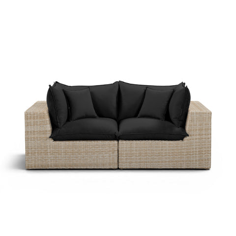 Cali Performance Fabric & Wicker Outdoor Loveseat - REN-O11242