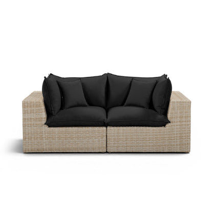 Cali Performance Fabric & Wicker Outdoor Loveseat - REN-O11242