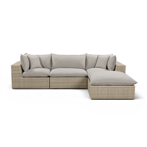 Cali 4-Piece Performance Fabric & Wicker Outdoor Sectional - REN-O11233-SEC