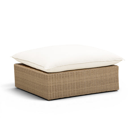 Cali Performance Fabric & Wicker Outdoor Ottoman - REN-O12164