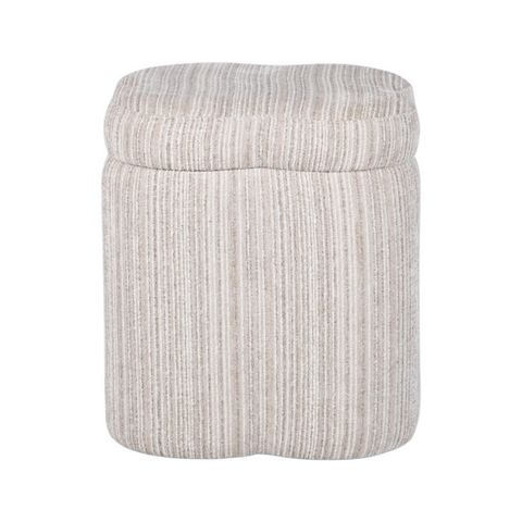Lilou Cream Striped Jacquard Storage Accent Stool - TOV-OC69432