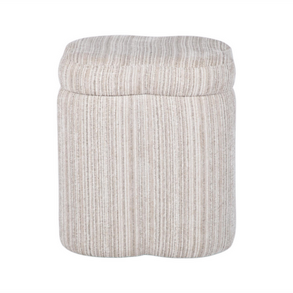 Lilou Cream Striped Jacquard Storage Accent Stool - TOV-OC69432
