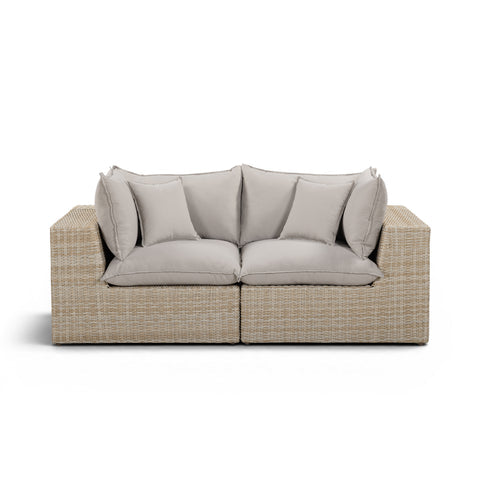 Cali Performance Fabric & Wicker Outdoor Loveseat - REN-O11232