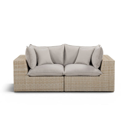 Cali Performance Fabric & Wicker Outdoor Loveseat - REN-O11232