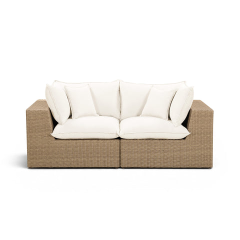 Cali Performance Fabric & Wicker Outdoor Loveseat - REN-O12162