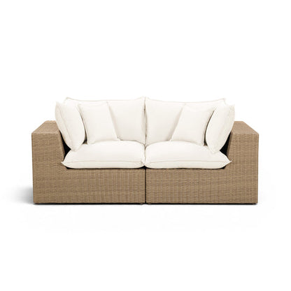 Cali Performance Fabric & Wicker Outdoor Loveseat - REN-O12162