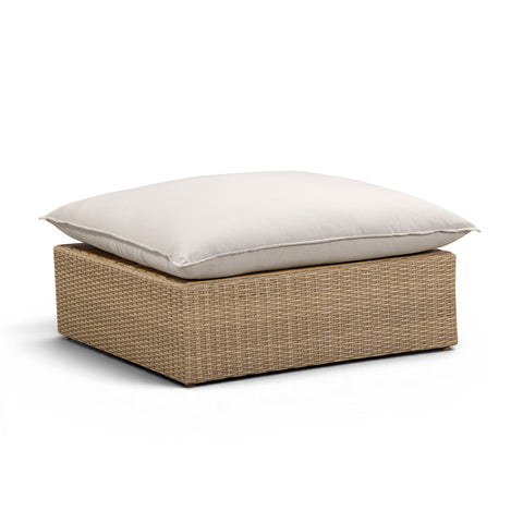 Cali Performance Fabric & Wicker Outdoor Ottoman - REN-O12234