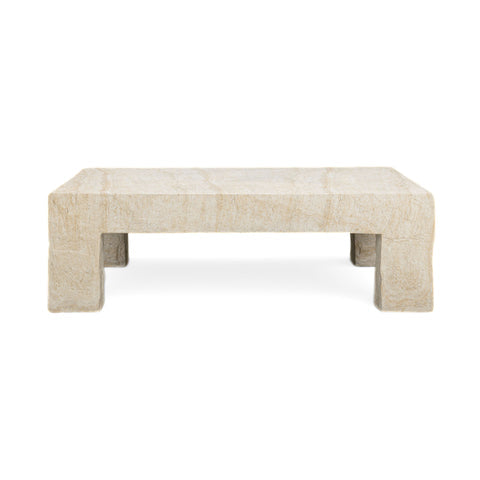 Roxanne Faux Travertine Indoor/Outdoor Concrete Coffee Table - TOV-OC54938