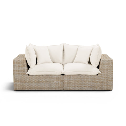 Cali Performance Fabric & Wicker Outdoor Loveseat - REN-O11162