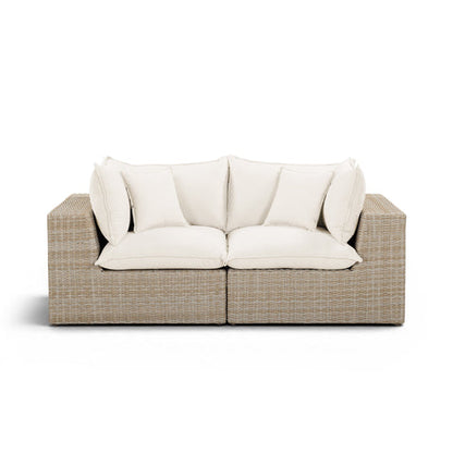 Cali Performance Fabric & Wicker Outdoor Loveseat - REN-O11162