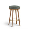 Oodle Performance Vegan Mohair Bar and Counter Stool - Green / Light Walnut / Bar Height