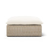 Cali Performance Fabric & Wicker Outdoor Ottoman - Cream / Natural