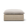 Cali Performance Fabric & Wicker Outdoor Ottoman - Grey / Natural