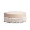 Tassy Tasseled Round Ottoman - Tan