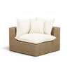 Cali Performance Fabric & Wicker Outdoor Corner Chair - Cream / Brown