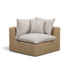 Cali Performance Fabric & Wicker Outdoor Corner Chair - Grey / Brown