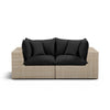 Cali Performance Fabric & Wicker Outdoor Loveseat - Black / Natural