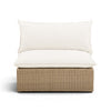 Cali Performance Fabric & Wicker Outdoor Armless Chair - Cream / Brown