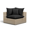 Cali Performance Fabric & Wicker Outdoor Corner Chair - Black / Natural