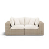 Cali Performance Fabric & Wicker Outdoor Loveseat - Cream / Natural