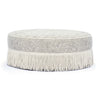 Tassy Tasseled Round Ottoman - Neutral Floral