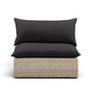 Cali Performance Fabric & Wicker Outdoor Armless Chair - Black / Natural