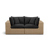 Cali Performance Fabric & Wicker Outdoor Loveseat - Black / Brown