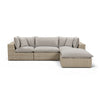 Cali 4-Piece Performance Fabric & Wicker Outdoor Sectional - Grey / Natural