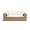 Cali Performance Fabric & Wicker Outdoor Loveseat - Cream / Brown
