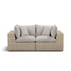 Cali Performance Fabric & Wicker Outdoor Loveseat - Grey / Natural