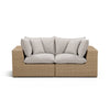 Cali Performance Fabric & Wicker Outdoor Loveseat - Grey / Brown