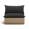 Cali Performance Fabric & Wicker Outdoor Armless Chair - Black / Brown